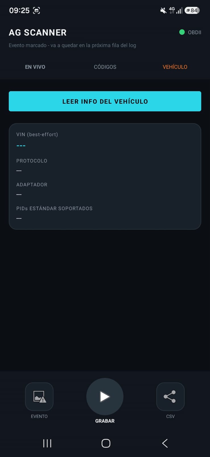 AG Scanner - Info del vehículo