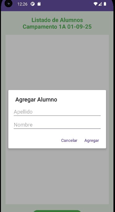Campamento Guadalupe - Agregar alumno
