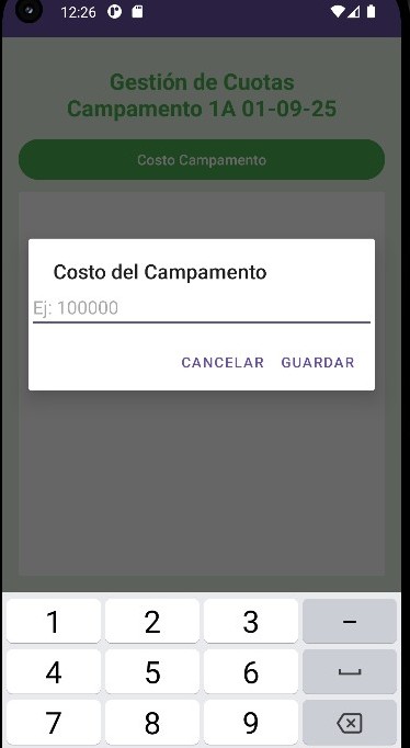 Campamento Guadalupe - Gestión de cuotas