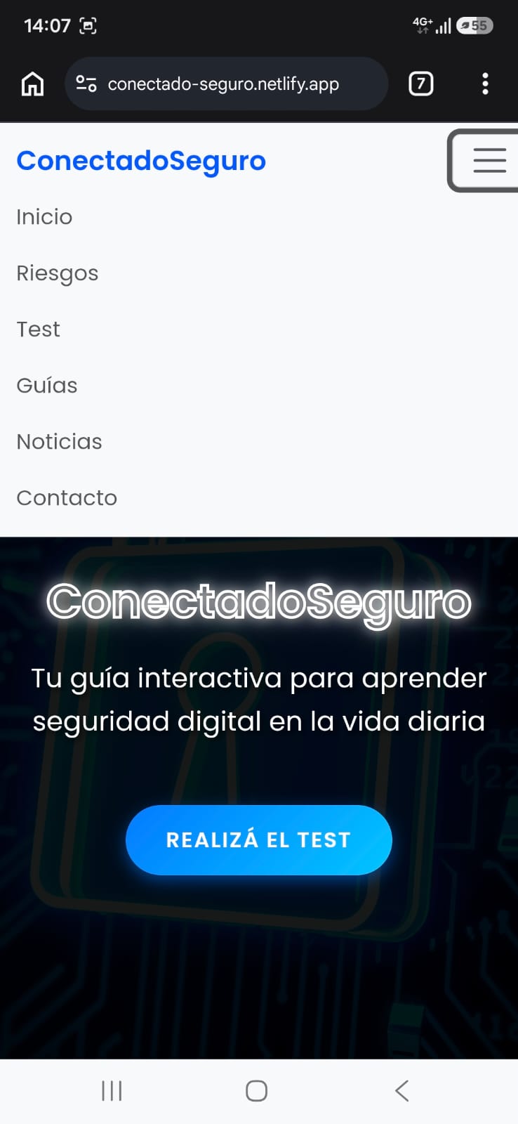 Conectado Seguro - Menú