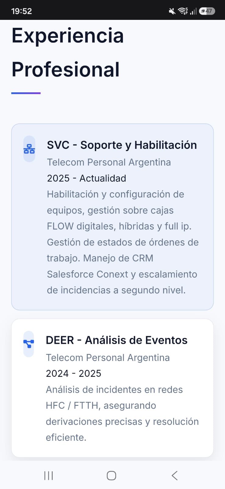 PersonalCV - Experiencia profesional