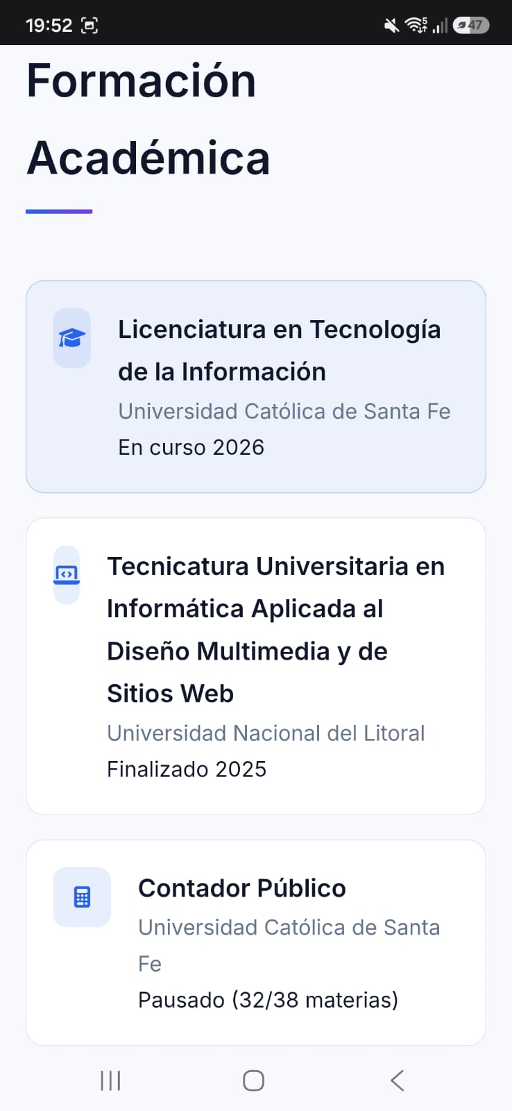 PersonalCV - Formación académica