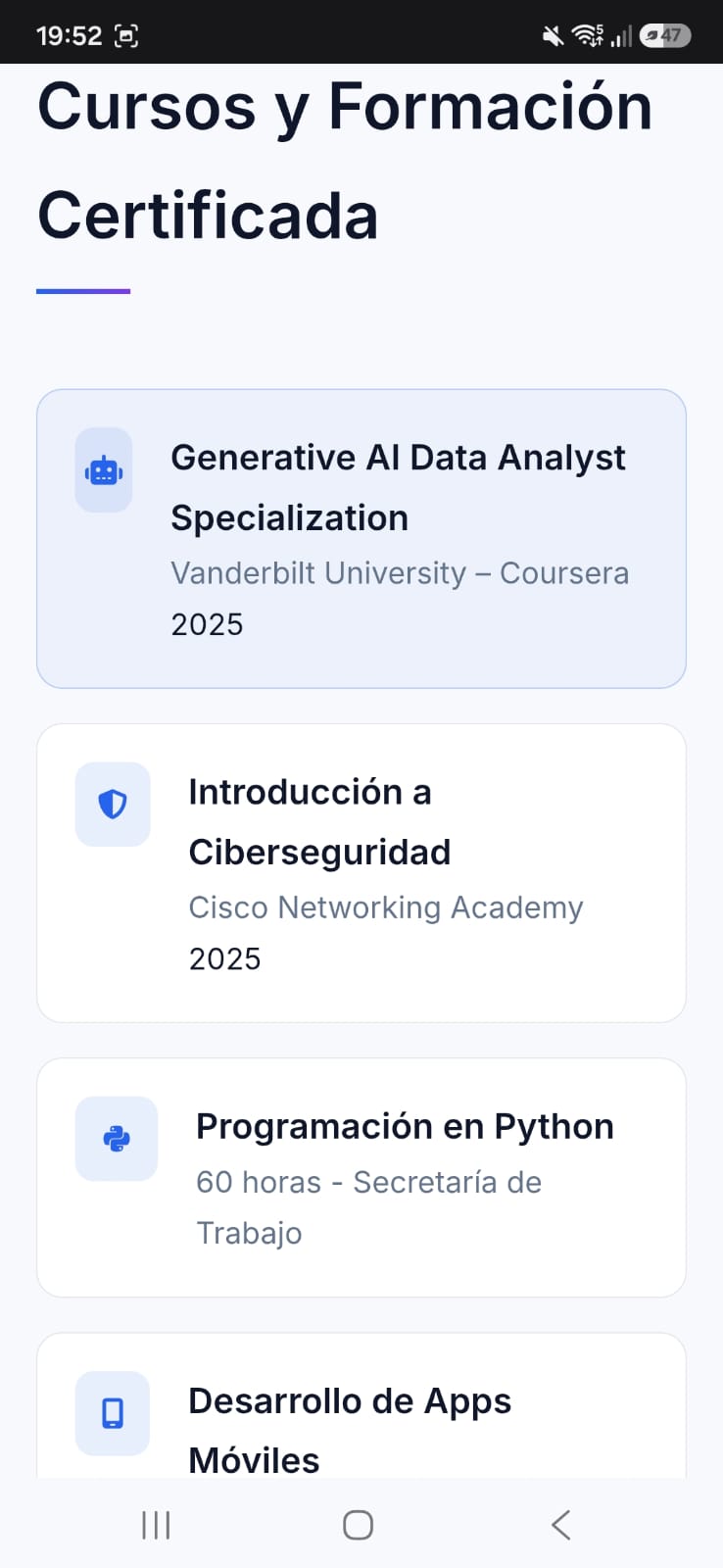 PersonalCV - Cursos y formación certificada