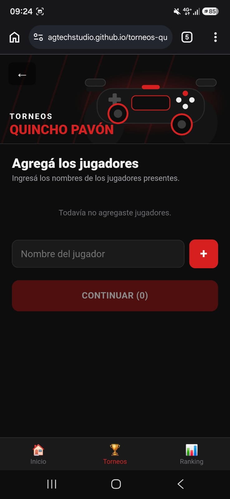 Torneos Quincho Pavón - Cargar jugadores
