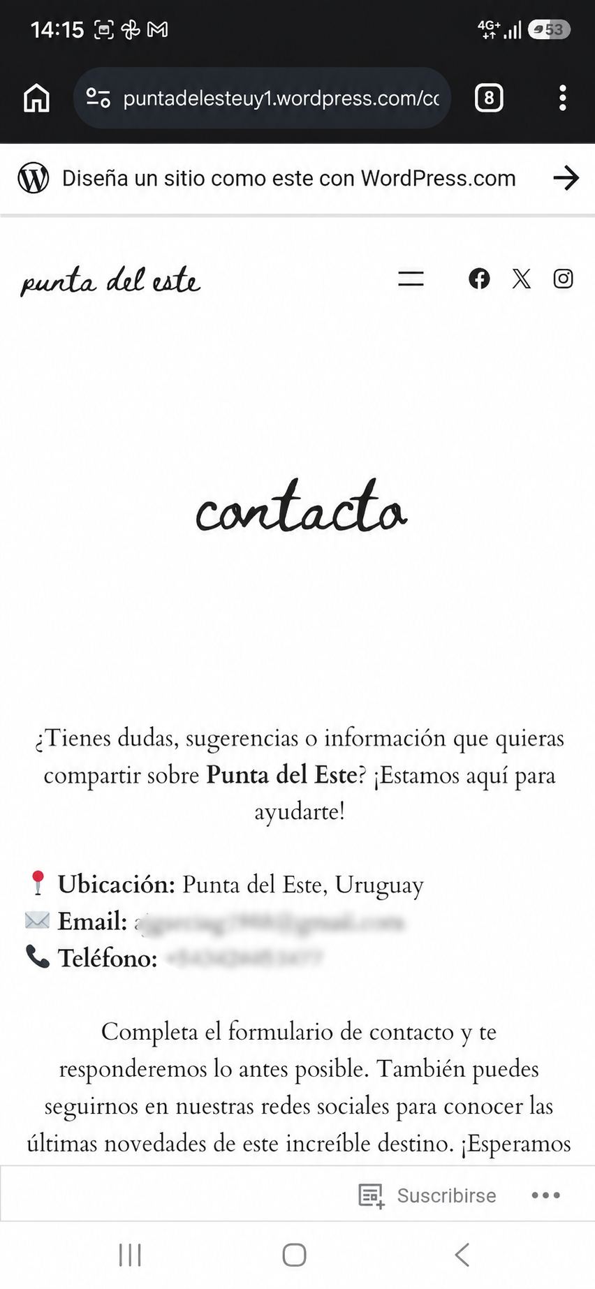 WordPress Punta del Este - Contacto